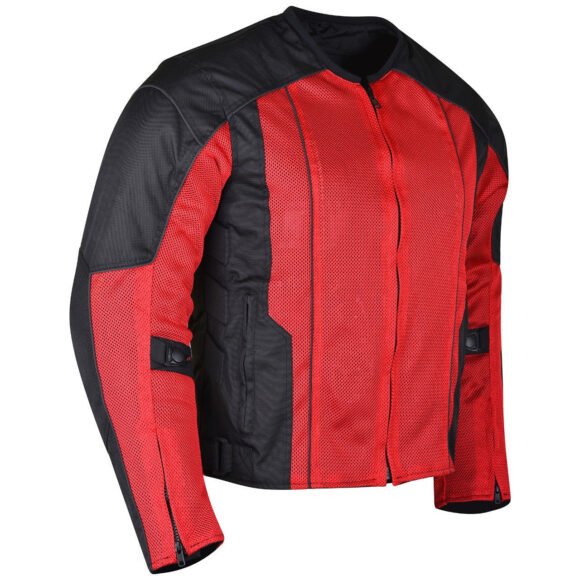 vance mens red advanced 3 season mesh/textile ce armor motorcycle jacket
