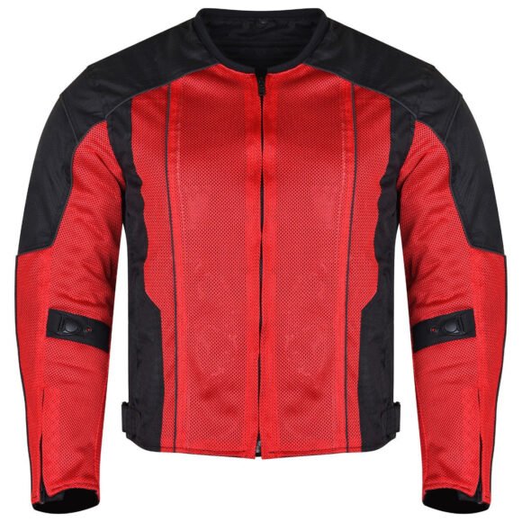 vance mens red advanced 3 season mesh/textile ce armor motorcycle jacket