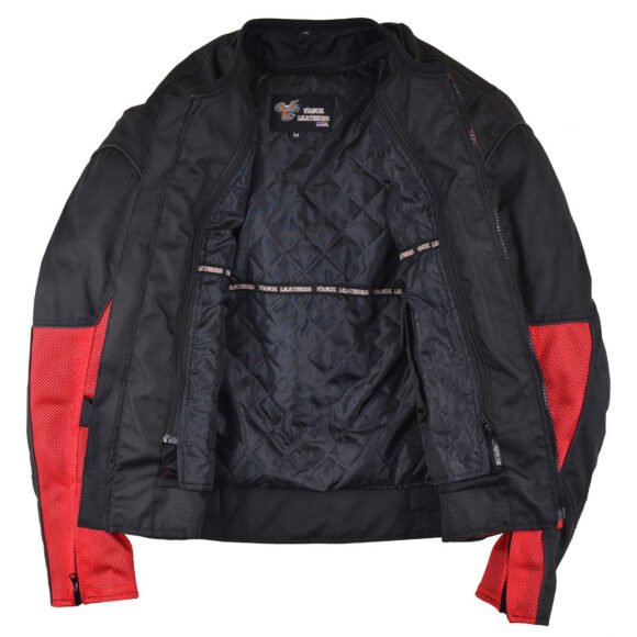 vance mens red advanced 3 season mesh/textile ce armor motorcycle jacket