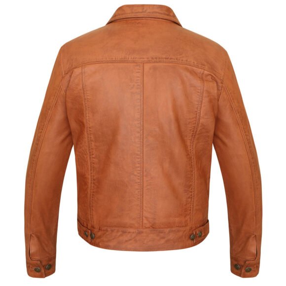 vance leathers' mens austin brown premium classic motorcycle trucker leather jacket