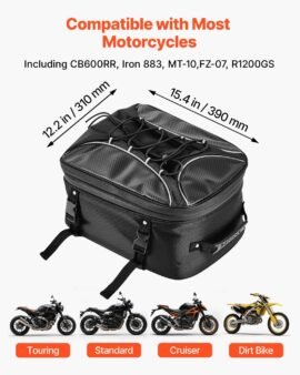 vevor 22 34l expandable waterproof motorcycle tail bag with rain cover