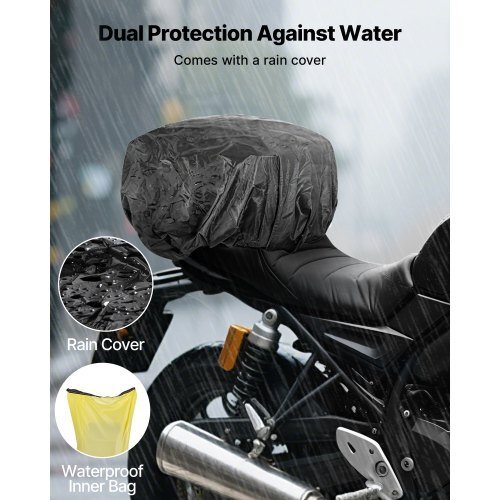 vevor 30l waterproof motorcycle tail bag with rain cover and shoulder straps