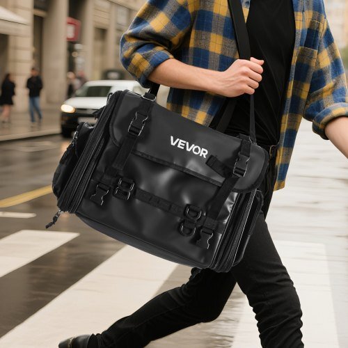 vevor 40 60l expandable waterproof motorcycle tail bag with rain cover
