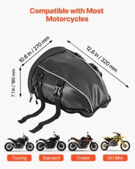 vevor 10l waterproof motorcycle tail bag with rain cover and shoulder strap
