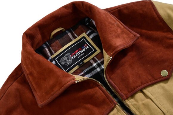 men's western goat suede two tone leather jacket
