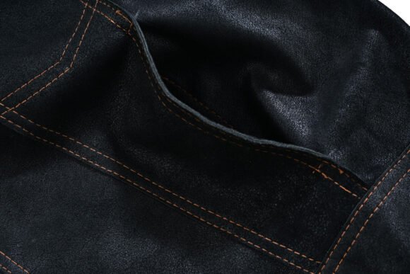 rancher goat suede trucker black leather jacket