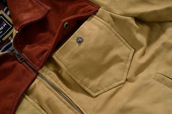 men's western goat suede two tone leather jacket