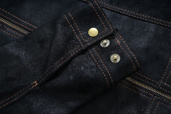 rancher goat suede trucker black leather jacket
