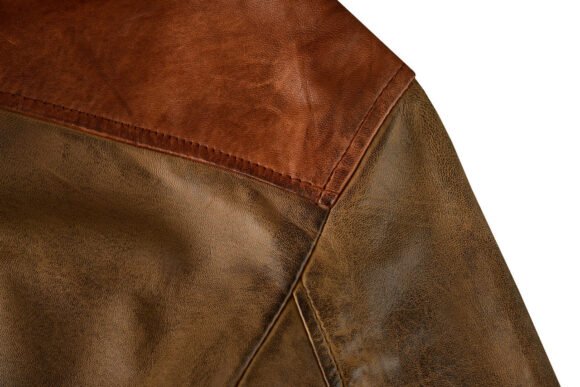 men's western waxed two tone austin brown leather jacket