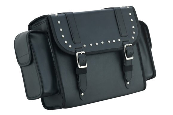 vance medium black studded backrest touring pack for harley davidson motorcycles