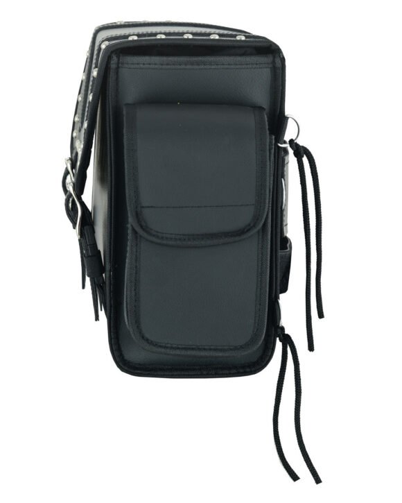 vance medium black studded backrest touring pack for harley davidson motorcycles