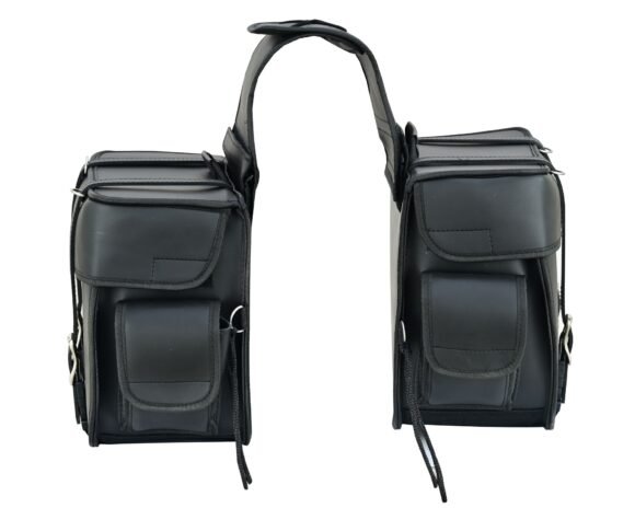 vance black plain side pannier bags 23l water resistant pvc universal fit for harley davidson honda yamaha kawasaki cruiser & touring bikes