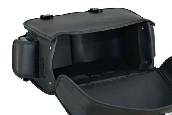 vance black plain side pannier bags 23l water resistant pvc universal fit for harley davidson honda yamaha kawasaki cruiser & touring bikes