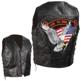 hand sewn pebble grain genuine leather biker vest