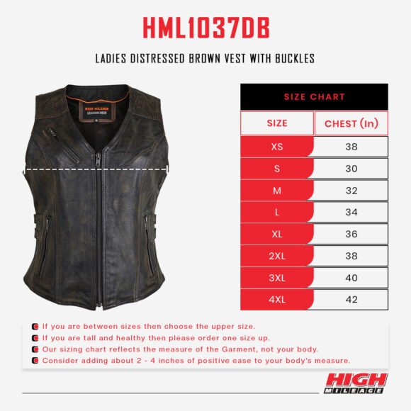 high mileage womens distressed brown leather vest | buckles