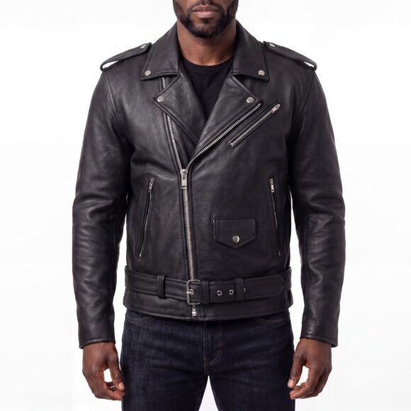 mens eagle embossed live to ride ride to live classic black leather motorcycle jacket