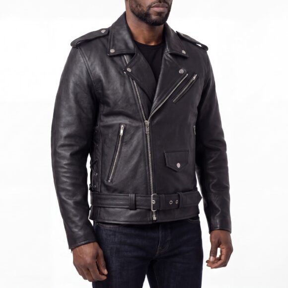 mens eagle embossed live to ride ride to live classic black leather motorcycle jacket