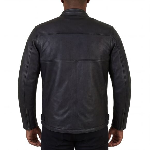 high mileage mens premium commuter cafe racer motorcycle leather jacket with removeable ce armor