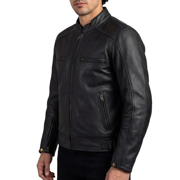high mileage mens dual conceal carry vented sport style cowhide leather biker motorcycle riding jacket