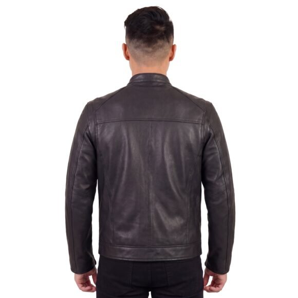 high mileage premium mens black leather motorcycle jacket
