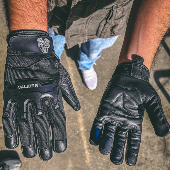 caliber mens textile riding gloves with touch capability
