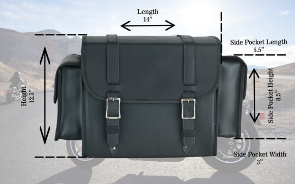 vance medium black plain sissy bar travel bag for harley davidson motorcycles