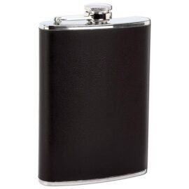 8oz stainless steel flask with black wrap