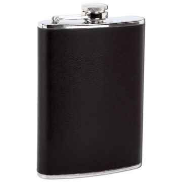 8oz stainless steel flask with black wrap