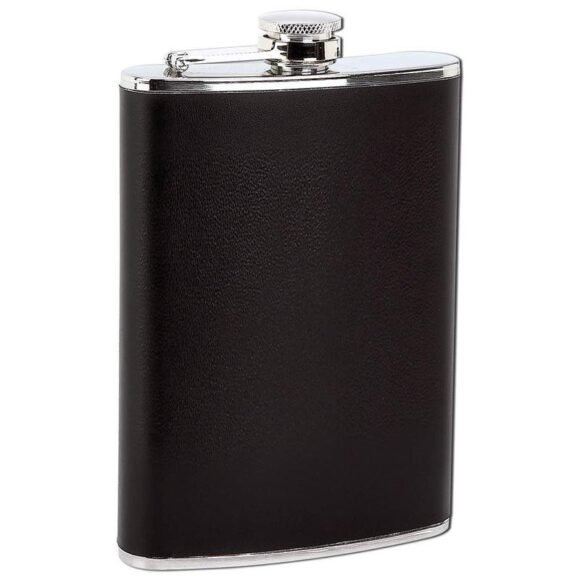 8oz stainless steel flask with black wrap