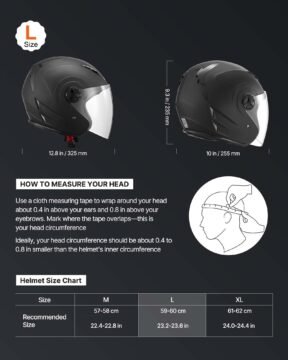 vevor dot approved 3/4 open face motorcycle helmet with clear visor, matte black l