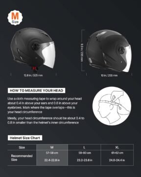vevor dot approved 3/4 open face motorcycle helmet with clear visor, matte black m