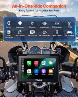 vevor 7 inch wireless motorcycle carplay gps with dual cameras and tpms