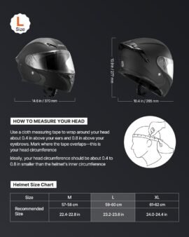 vevor modular dot approved motorcycle helmet with clear visor, matte black l