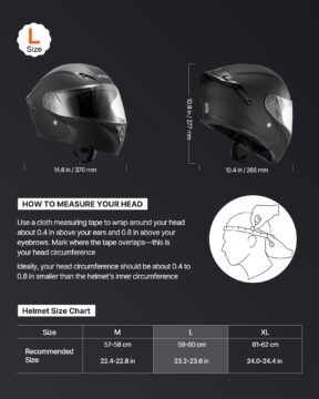 vevor modular dot approved motorcycle helmet with clear visor, matte black l