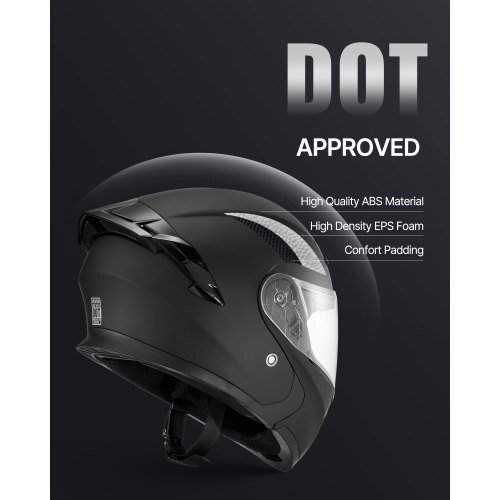vevor modular dot approved motorcycle helmet with clear visor, matte black l