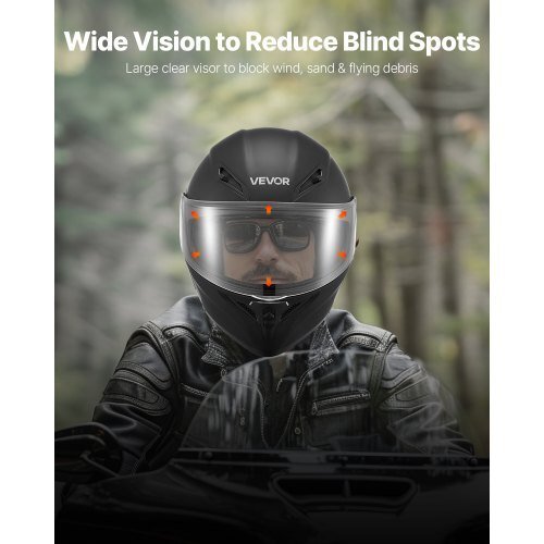 vevor modular dot approved motorcycle helmet with clear visor, matte black l