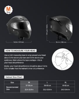 vevor modular dot approved motorcycle helmet with clear visor, matte black m