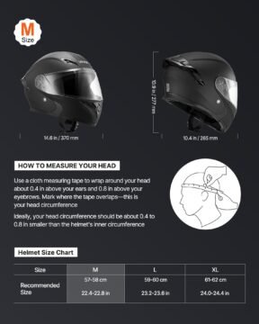 vevor modular dot approved motorcycle helmet with clear visor, matte black m