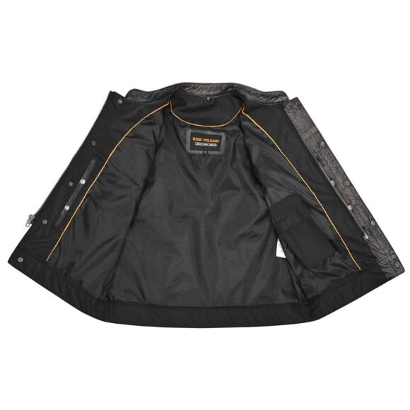 high mileage mens distressed brown leather club vest