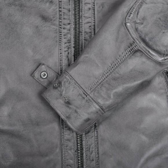 men's cafe racer waxed lambskin distressed grey motorcycle leather jacket