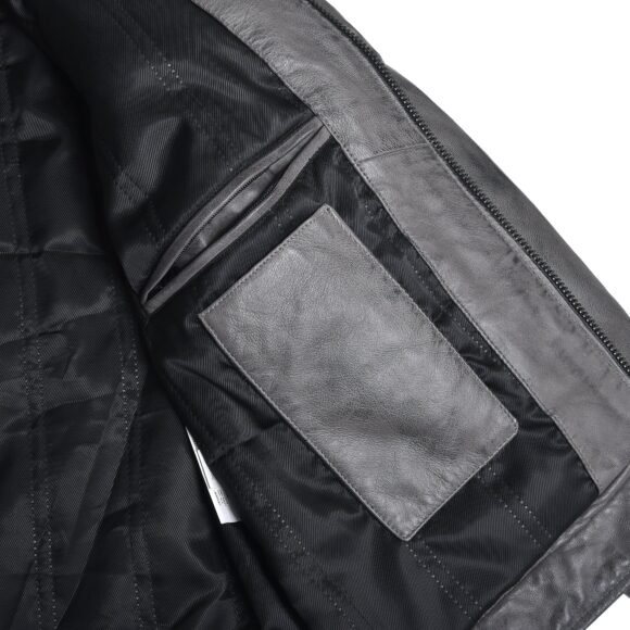 men's cafe racer waxed lambskin distressed grey motorcycle leather jacket