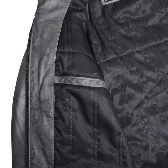 men's cafe racer waxed lambskin distressed grey motorcycle leather jacket