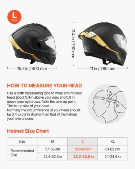 vevor dot & ece approved dual visor full face motorcycle helmet, large