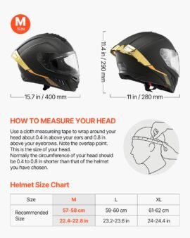 vevor dot ece approved full face motorcycle helmet with dual visor, medium