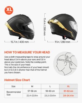 vevor xl dual visor full face motorcycle helmet dot & ece approved