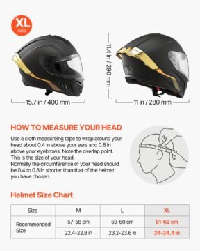 vevor xl dual visor full face motorcycle helmet dot & ece approved