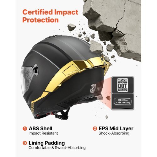 vevor xl dual visor full face motorcycle helmet dot & ece approved