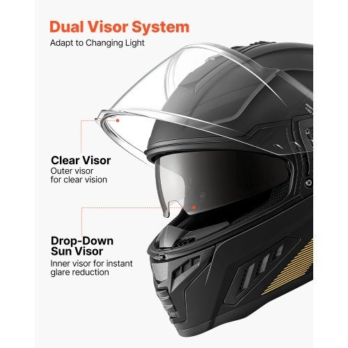 vevor xl dual visor full face motorcycle helmet dot & ece approved