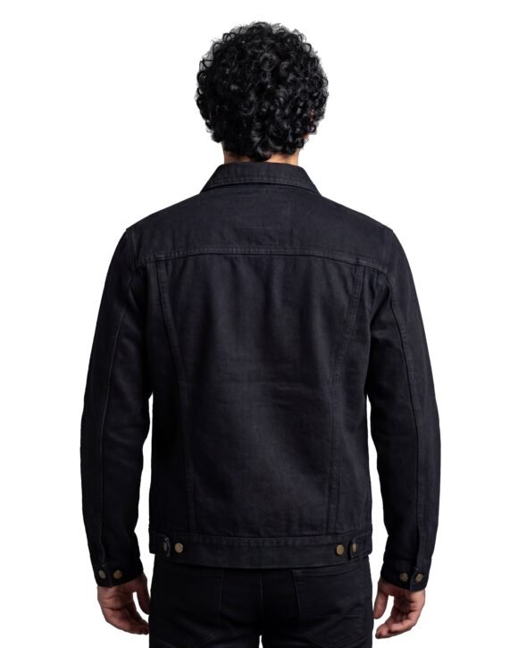 vance mens black heavy duty denim button front motorcycle jacket, jean jacket for men