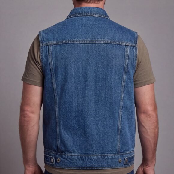 mens blue jean style denim biker vest